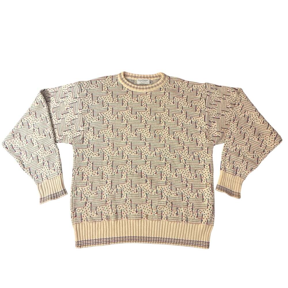 Vintage Tricots St. Raphael Geometric Pattern Knit Sweater Size L